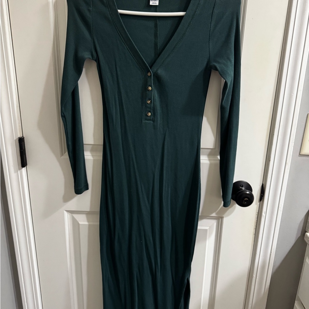 Elegant Green Long Sleeve Dress